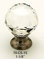 Schaub Clear Round Crystal Knob in Satin Nickel