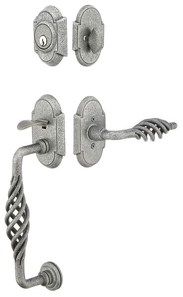 Emtek Wrought Steel Lafayette Sectional Handleset in Satin Steel