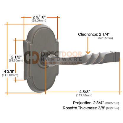 Emtek Santa Fe Lever with Style 8 Rosette Measurements