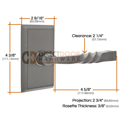 Emtek Santa Fe Lever with Rectangular Rosette Measurements