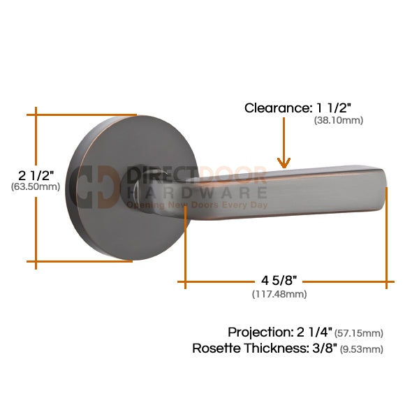 Emtek Sion Lever with Disk Rosette Measurements