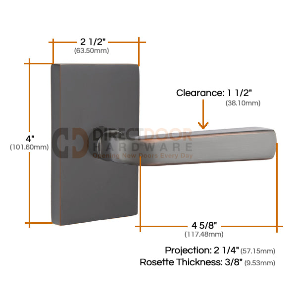 Emtek Sion Lever with Neos Rosette Measurements