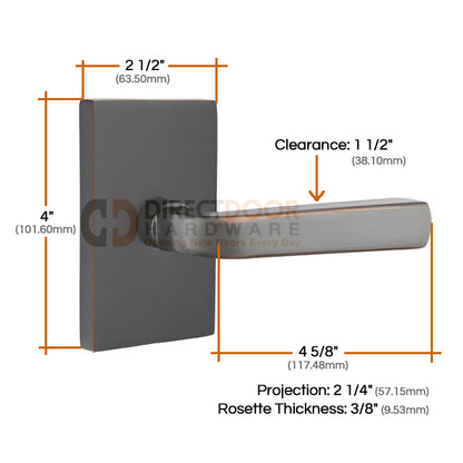 Emtek Sion Lever with Neos Rosette Measurements