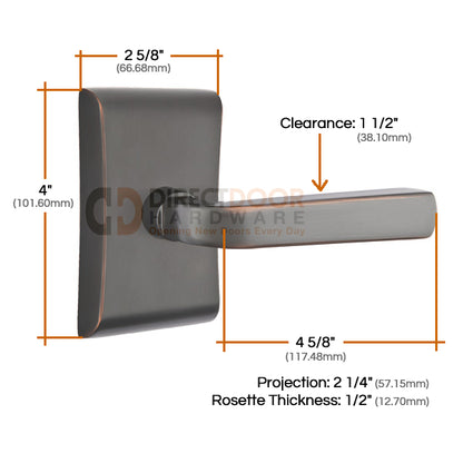 Emtek Sion Lever with Neos Rosette Measurements