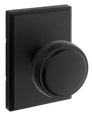 Kwikset Sora Door Knob with Traditional Rectangular Rosette - Iron Black