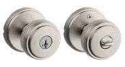 Kwikset Keyed Entry Sora Door Knob with Traditional Round Rosette - Satin Nickel