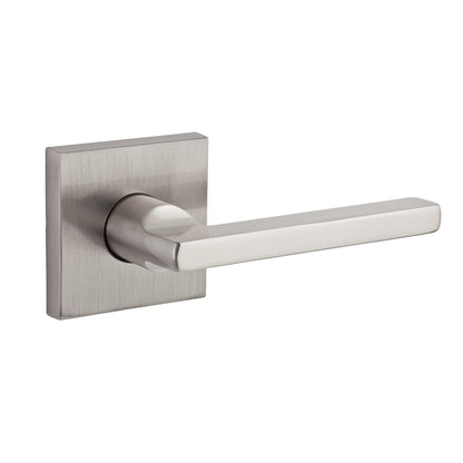 Square Lever Shown with Square Rosette in Satin Nickel