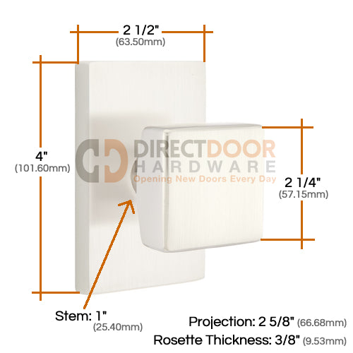 Emtek Square Knob Specs Modern Rectangular Rosette