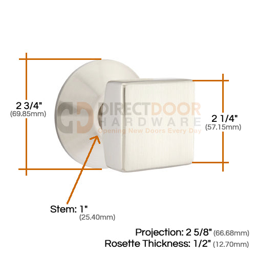 Emtek Square Knob Specs Modern Rosette