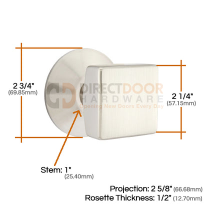 Emtek Square Knob Specs Modern Rosette