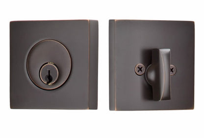 Emtek Square Style Single Cylinder Deadbolt - Oil Rubbed Bronze