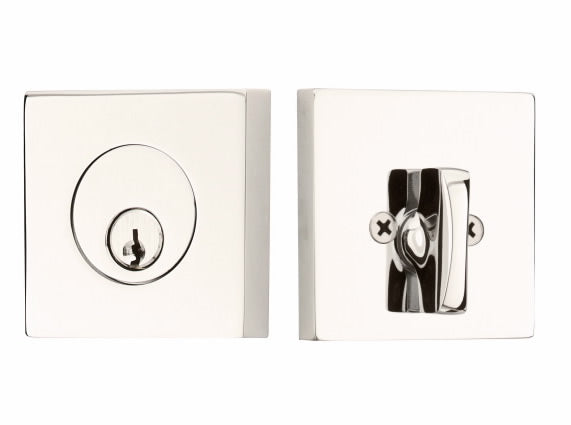Emtek Square Style Single Cylinder Deadbolt - Polished Nickel