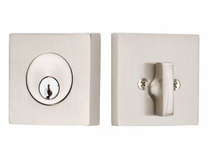 Emtek Square Style Single Cylinder Deadbolt - Satin Nickel