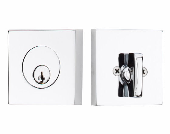 Emtek Square Style Single Cylinder Deadbolt - Polished Chrome