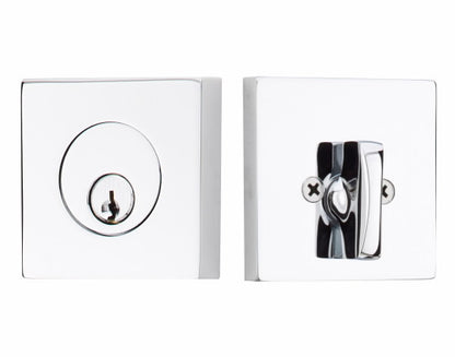 Emtek Square Style Single Cylinder Deadbolt - Polished Chrome