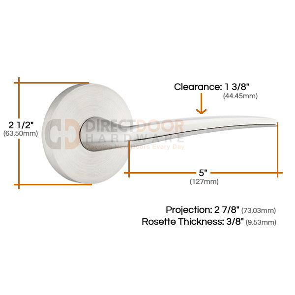 Emtek Poseidon Lever with Disk Rosette Measurements