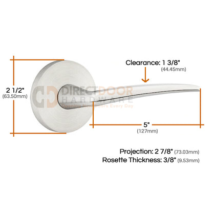 Emtek Poseidon Lever with Disk Rosette Measurements