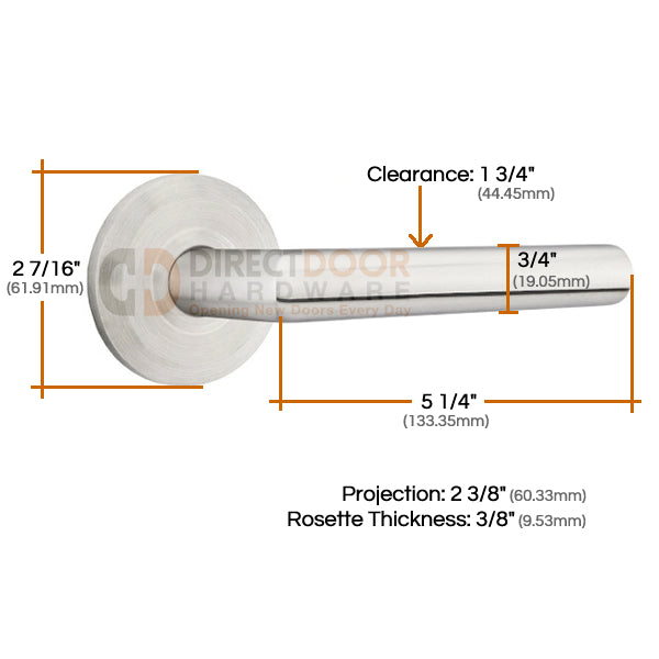 Stuttgart Lever with Modern Rosette - Measurements