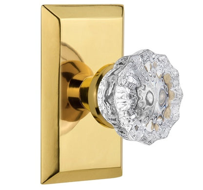 Nostalgic Warehouse Studio Plate with Crystal Knob - Antique brass