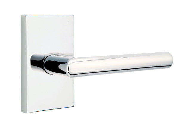 Emtek Stuttgart Lever - Modern Rectangular Rosette - Polished Brass