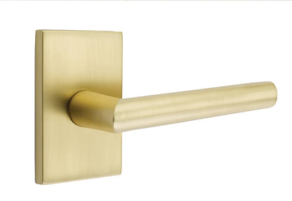 Emtek Stuttgart Lever - Modern Rectangular Rosette - Satin Brass