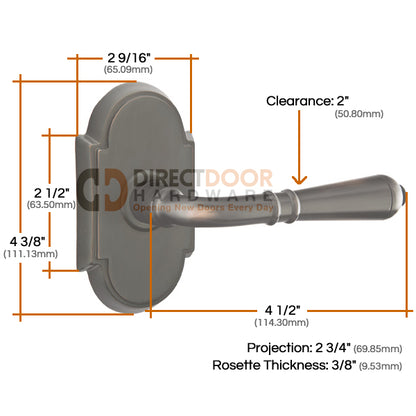 Emtek Turino Lever with Style 8 Rosette Measurements