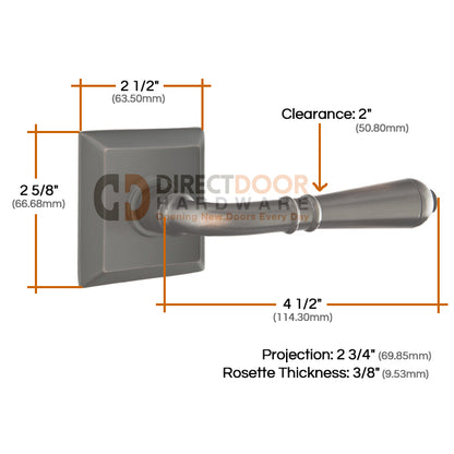 Emtek Turino Lever with Quincy Rosette Measurements