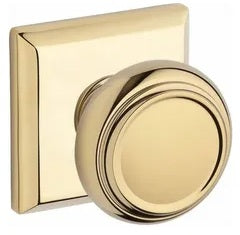 Baldwin Reserve Traditional Knob With Square Rosette Polished Brass