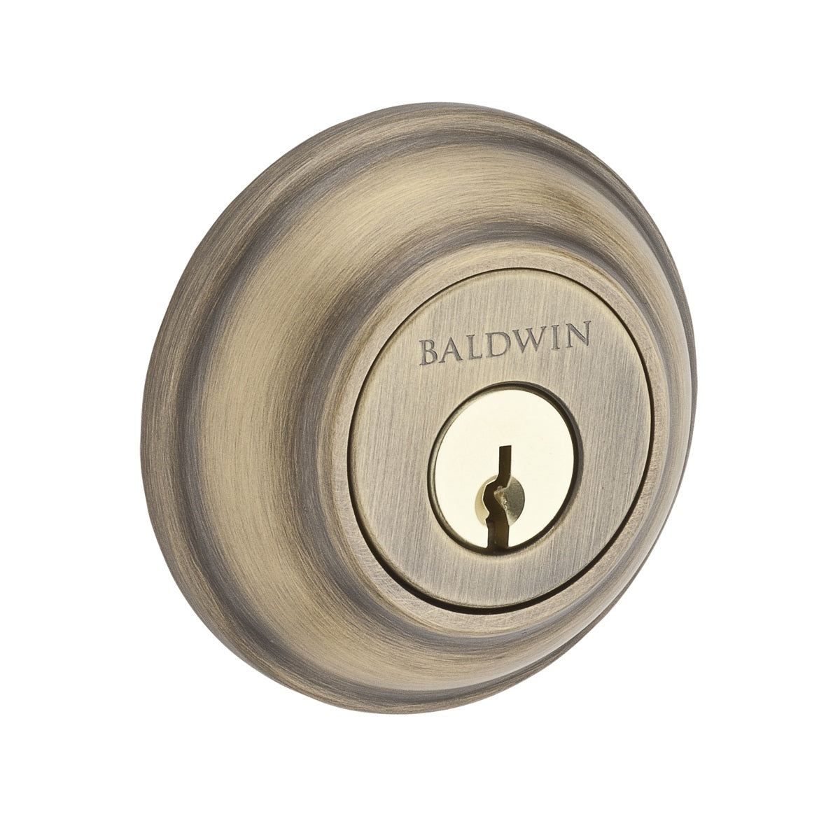 Baldwin Traditional Round Deadbolt Matte Brass and Black