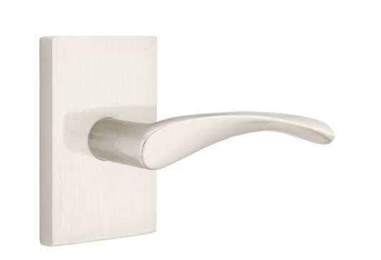 Emtek Triton Door Lever - Modern Rectangular Rosette - Satin Nickel