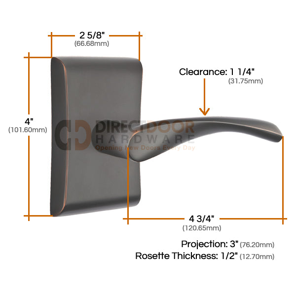 Emtek Triton Lever with Neos Rosette Measurements