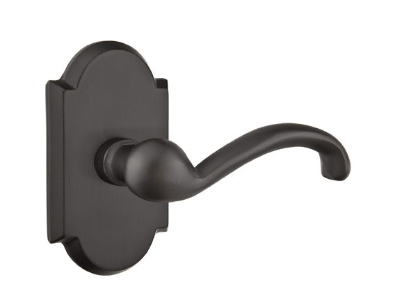Emtek Sandcast Bronze Teton Lever Handle with Style 1 Rosette