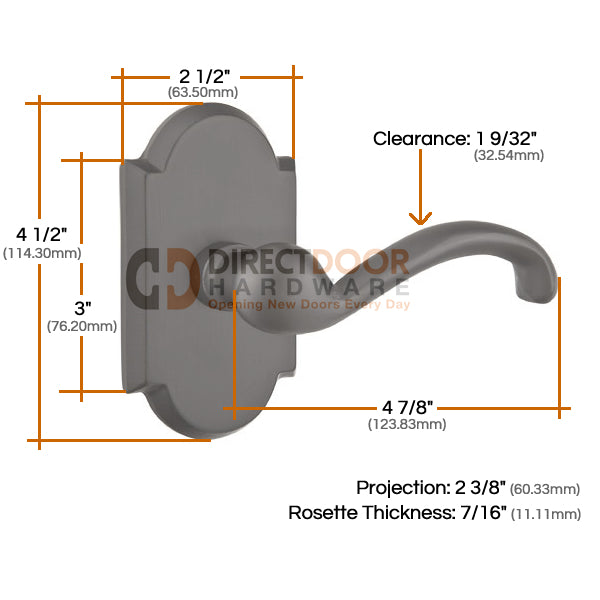 Emtek Teton Lever with Style 1 Rosette Measurements