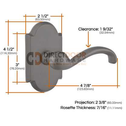 Emtek Teton Lever with Style 1 Rosette Measurements