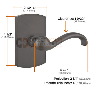 Emtek Teton Lever with Style 4 Rosette Measurements