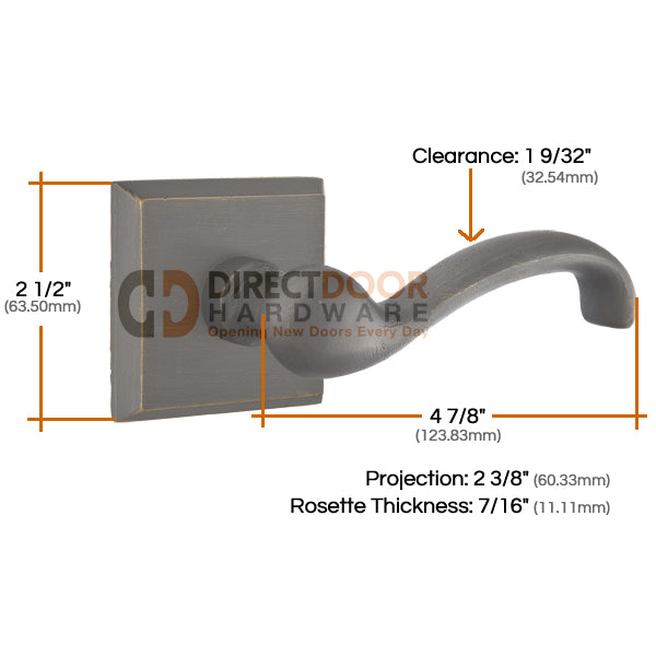 Emtek Teton Lever with Style 6 Rosette Measurements