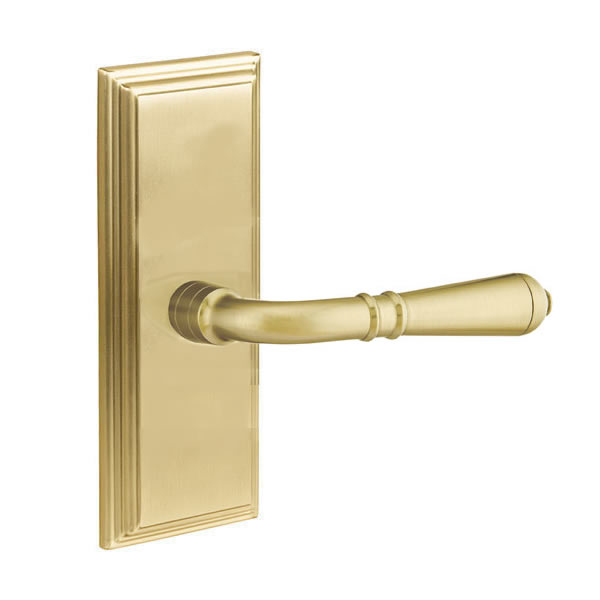 Emtek Turino Lever with 7 Inch Wilshire Sideplate