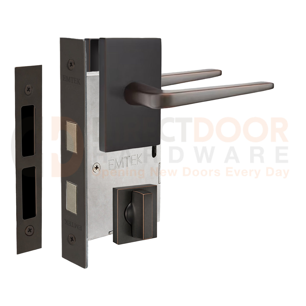Emtek Athena Interior Mortise Lever with Modern Rectangular Rosette