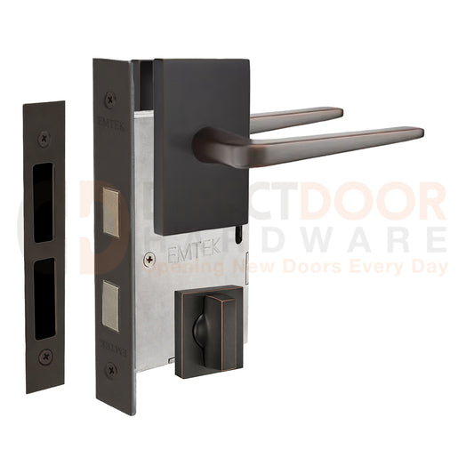 Emtek Athena Interior Mortise Lever with Modern Rectangular Rosette