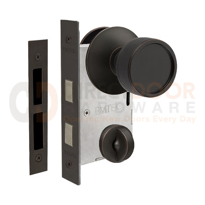 Emtek Conical Knurled Interior Mortise Knob with Modern Rosette