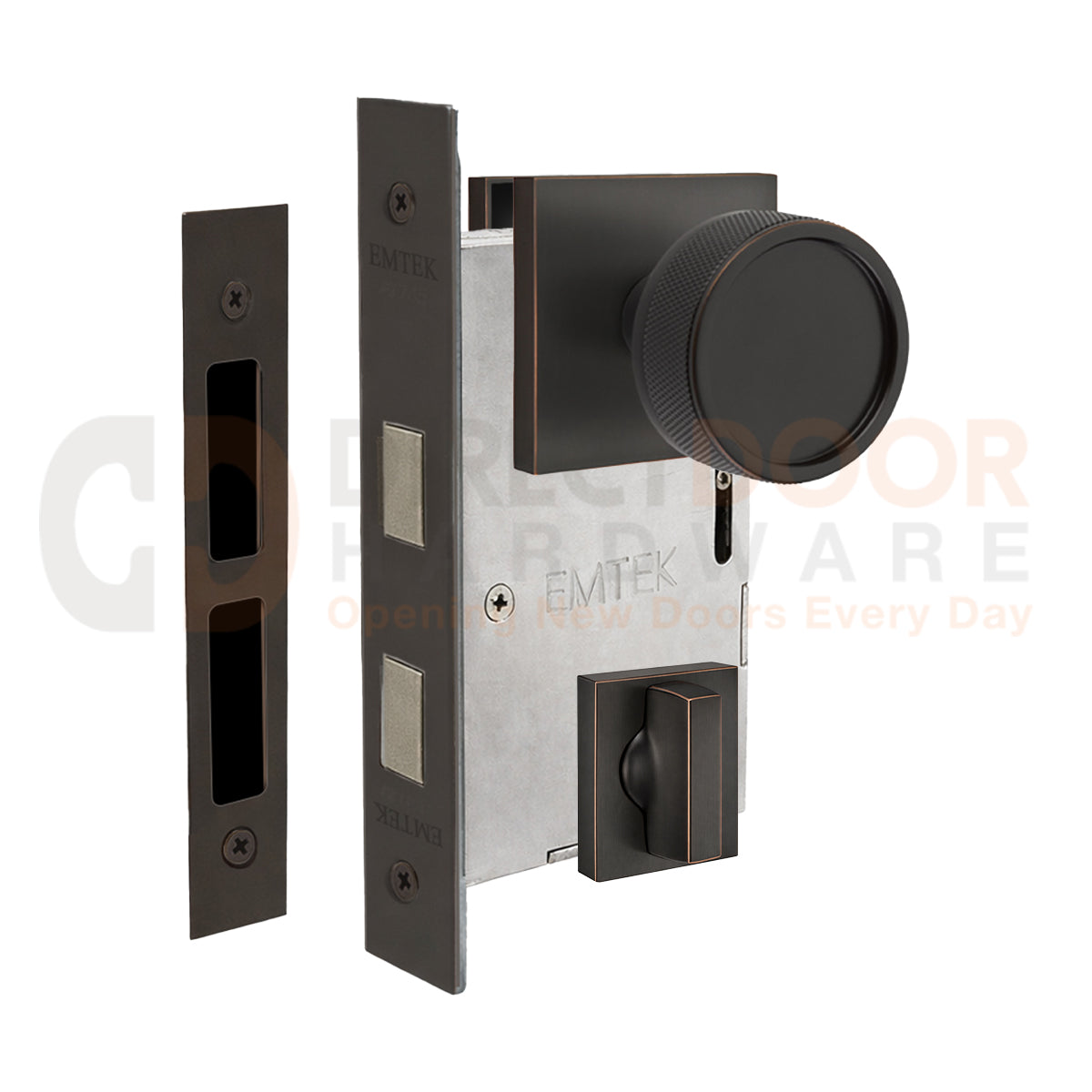 Emtek Conical Knurled Interior Mortise Knob with Square Rosette