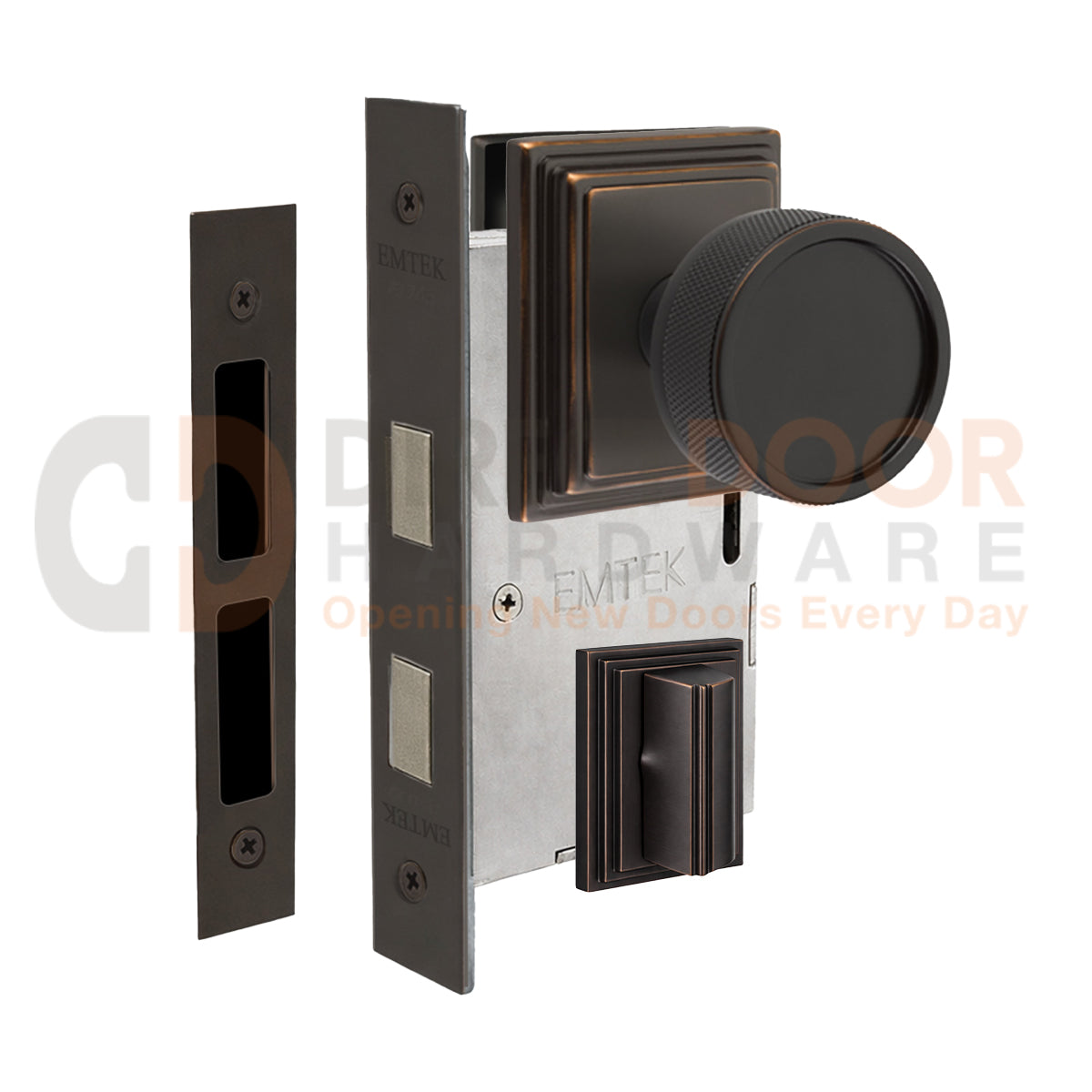 Emtek Conical Knurled Interior Mortise Knob with Wilshire Rosette