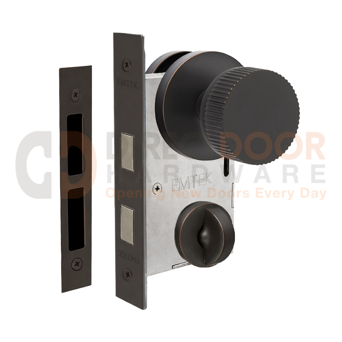 Emtek Conical Straight Knurled Interior Mortise Knob with Disk Rosette