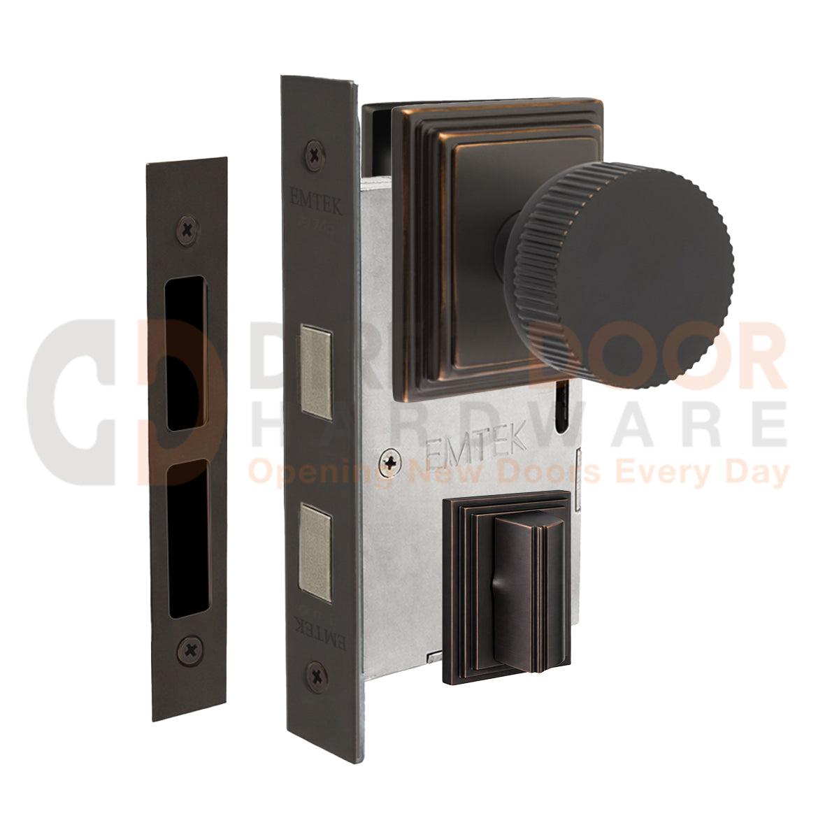 Emtek Conical Straight Knurled Interior Mortise Knob with Wilshire Rosette