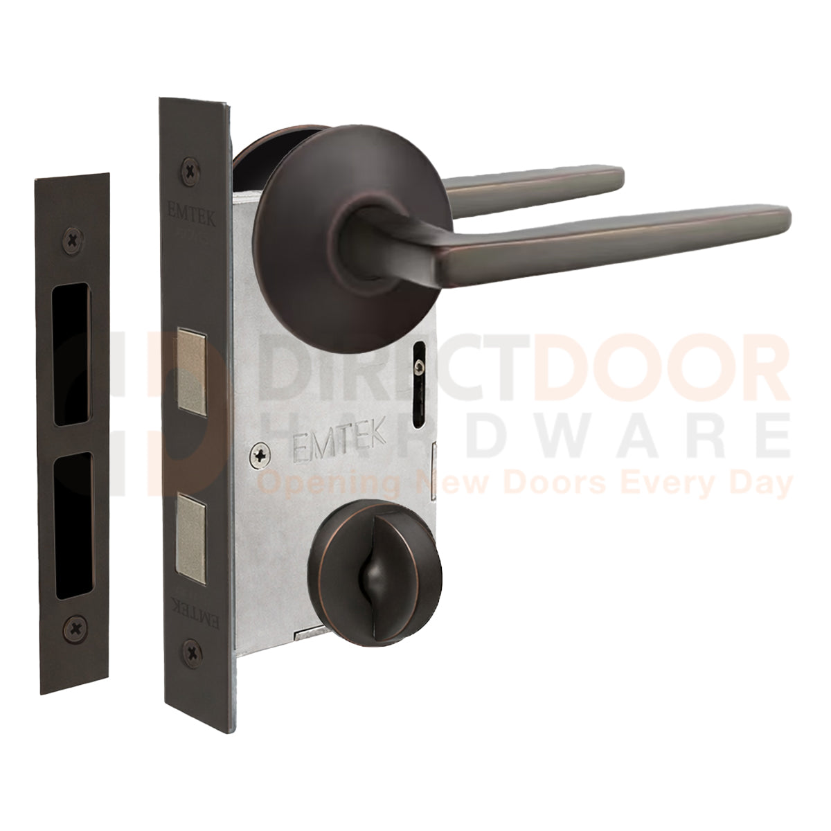 Emtek Hermes Interior Mortise Lever with Modern Rosette