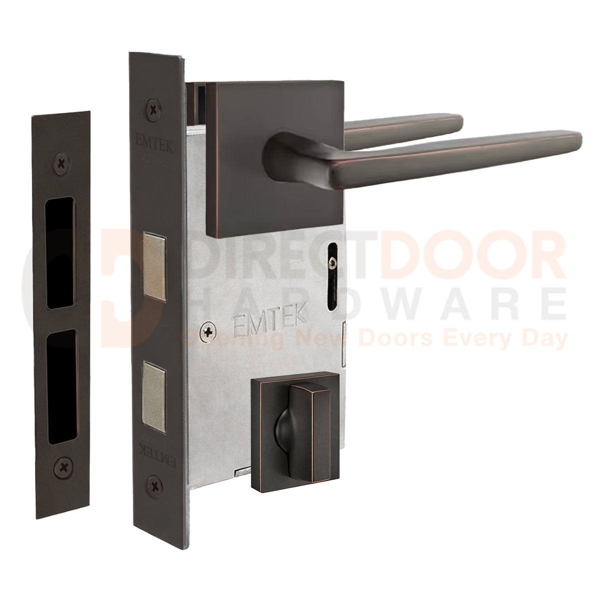 Emtek Hermes Interior Mortise Lever with Square Rosette