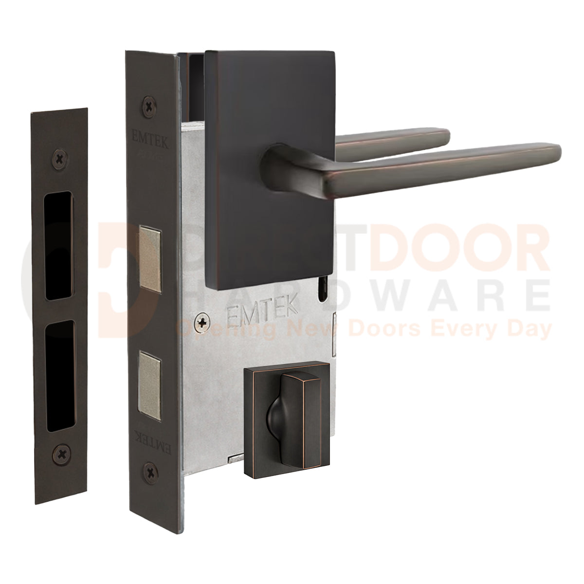 Emtek Hermes Interior Mortise Lever with Modern Rectangular Rosette