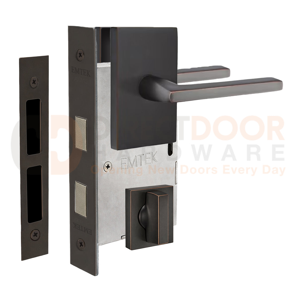 Emtek Helios Interior Mortise Lever with Modern Rectangular Rosette