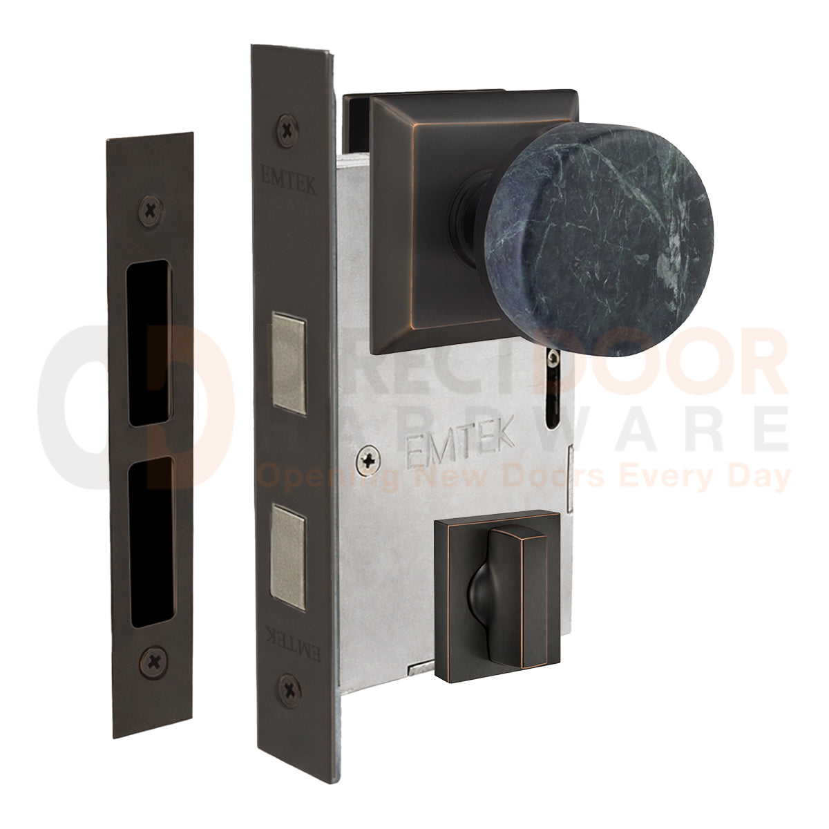 Emtek Green Marble Interior Mortise Knob with Quincy Rosette