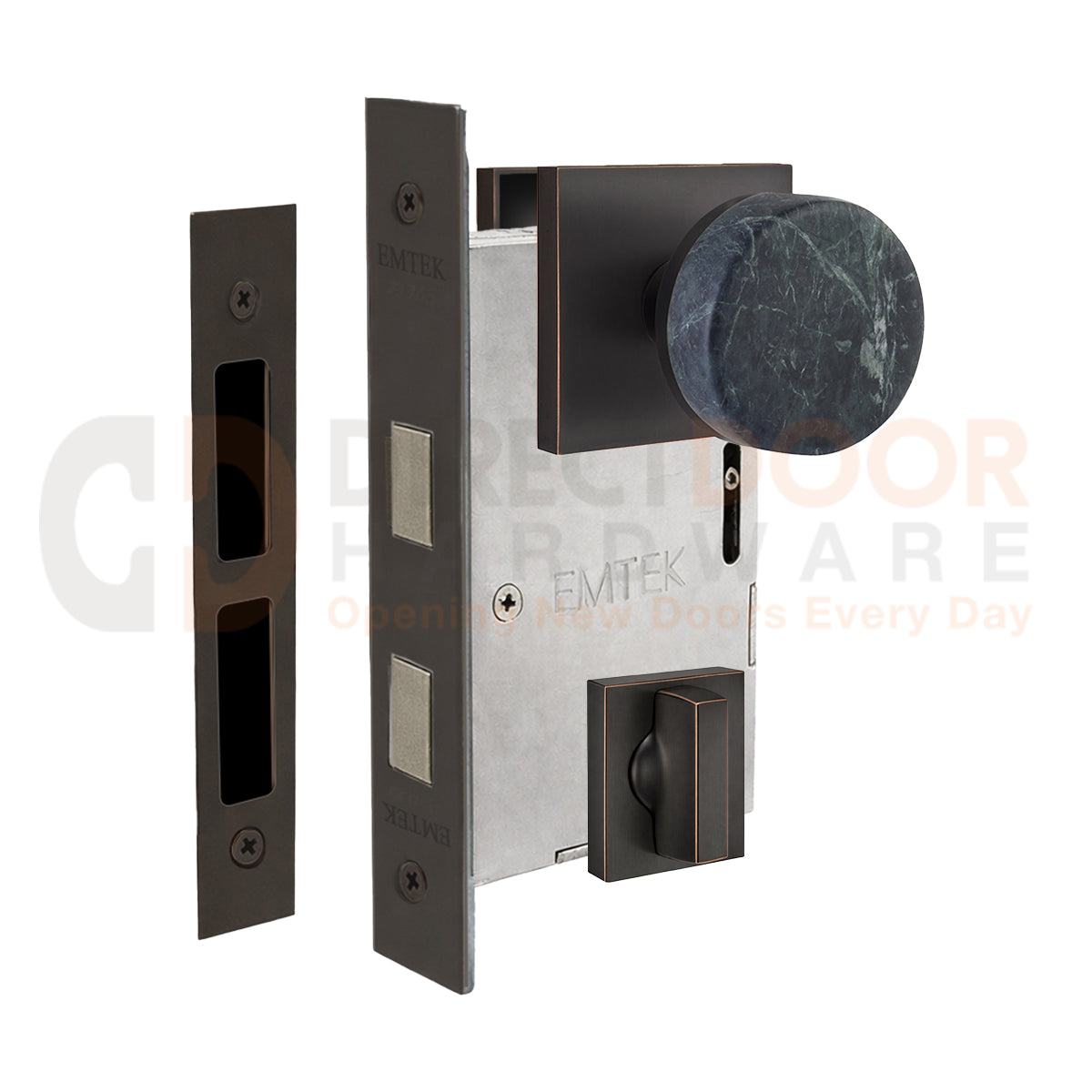 Emtek Green Marble Interior Mortise Knob with Square Rosette